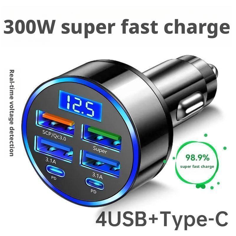 Usb C Hub - ที่ชาร์จในรถยนต์ 300W PD 6 พอร์ต ชาร์จเร็ว